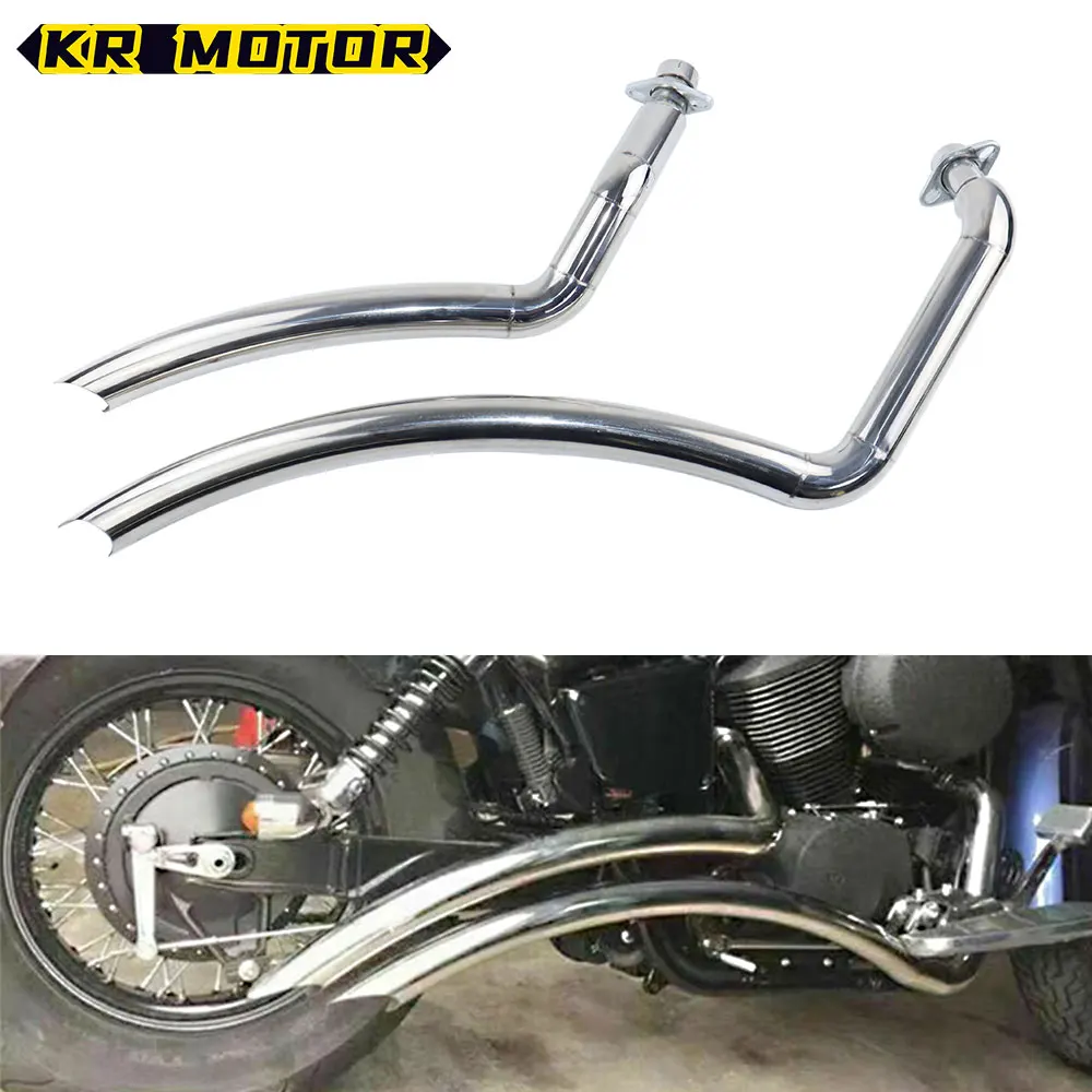 For Honda Shadow VT750 VT400 Motorcycle Exhaust Pipe Chrome Stainless Steel Full Muffler System Silencers Spirit Phantom VT 750