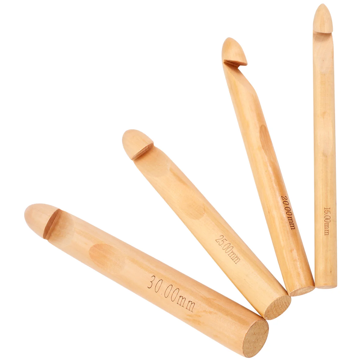 เข็มโครเชต์ขนาดใหญ่ L74A 15 มม. 20 มม. 25 มม. 30 มม. ชุดเข็มโครเชต์ไม้สำหรับไหมพรมเส้นใหญ่, เข็มโครเชต์ขนาดใหญ่สำหรับงานถักโครเชต์