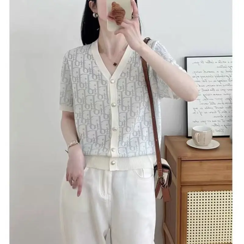 Women's V-Neck Knit Cardigan Summer 2025