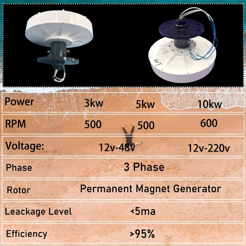 Made in China 3KW 5KW 10KW 12V to 220V Gearless Permanent Magnet Generator AC Alternators Use For Wind Turbine Water Turbine