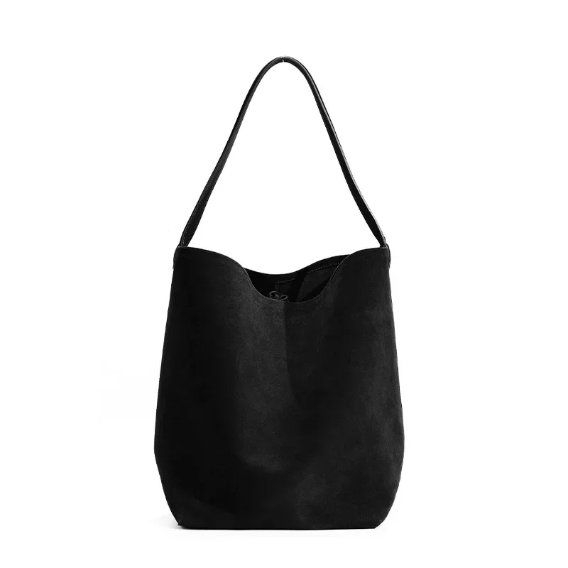 Borsa a secchiello da donna sotto le ascelle con manico superiore in pelle scamosciata smerigliata ultra grande Borsa da donna vintage in morbido