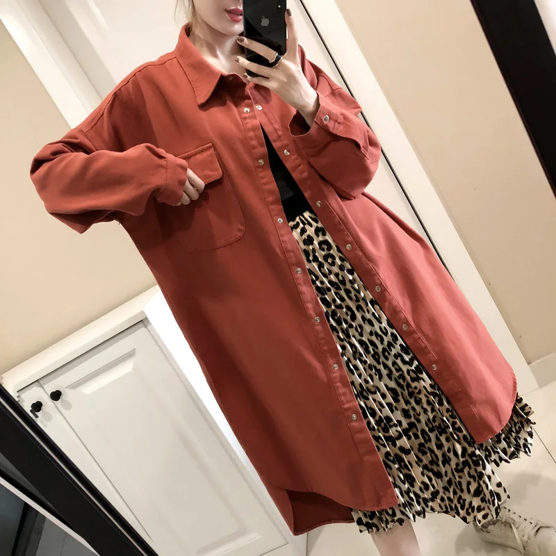 

Loose Long Sve Denim irt Jaet Women's Korean Sle Outerwear Resistant to Dirt And Wearabili Other Material 00%