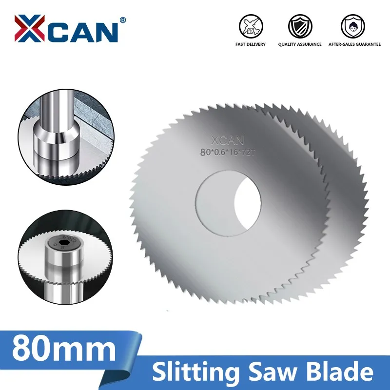 XCAN 80mm Saw Blade Slitting Machining Milling Cutting Disc High Speed Steel Circular Slitting Saw Disc for Metal Steel Pipe