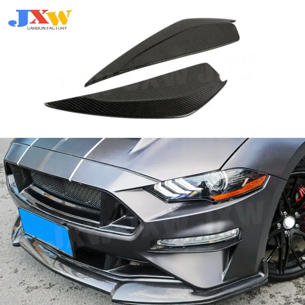 

2PCS Carbon Fiber Headlight Eyebrows For Ford Mustang Coupe 2 Door 2018 - 2020 Headlamps Eyelids Eyelashes Decoration