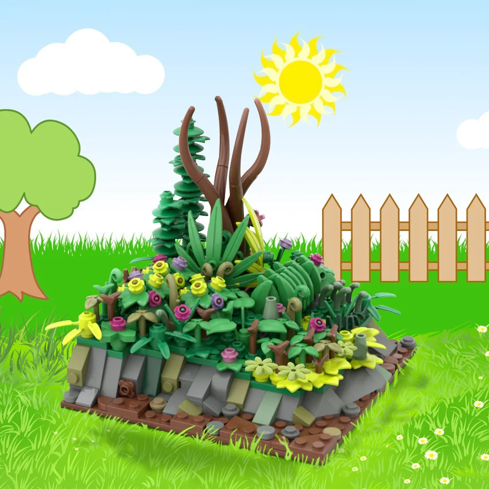 MOC-187695 Landscape Plant Building Blocks Bush Flower Tree Plants DIY Creative Toys Educational Children Gift