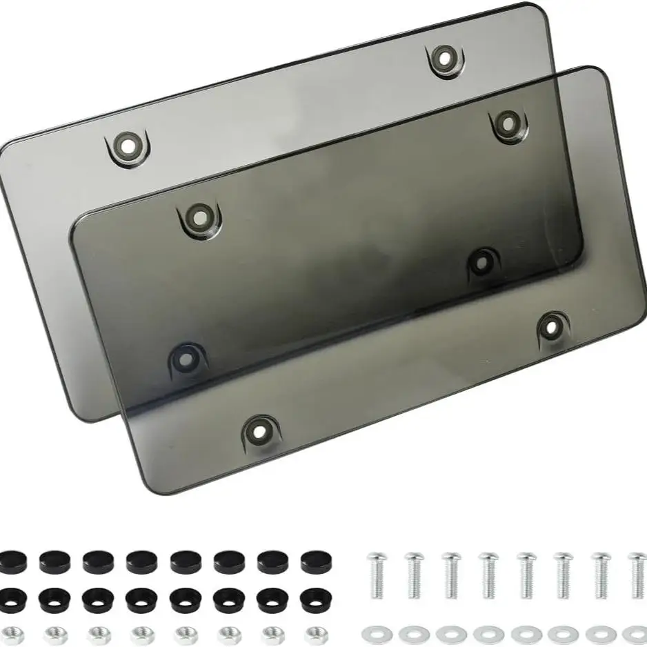 غطاء حماية مقاوم للمطر ومقاوم للخدش للوحات الترخيص، يتضمن براغي وغطاء شفاف #6