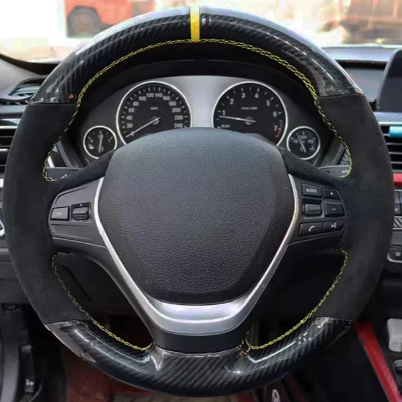 

Чехол для руля автомобиля, сшитый вручную, из замши и карбона, для BMW F45, F30, F31, F34 (2013-2018), F32, F33, F36, F20.
