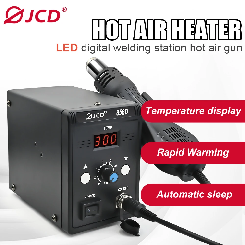 JCD 858D 700W Hot Air Gun Station Digital Display Soldering Iron BGA Rework Station Heat Gun Welding Machine 110V/220V