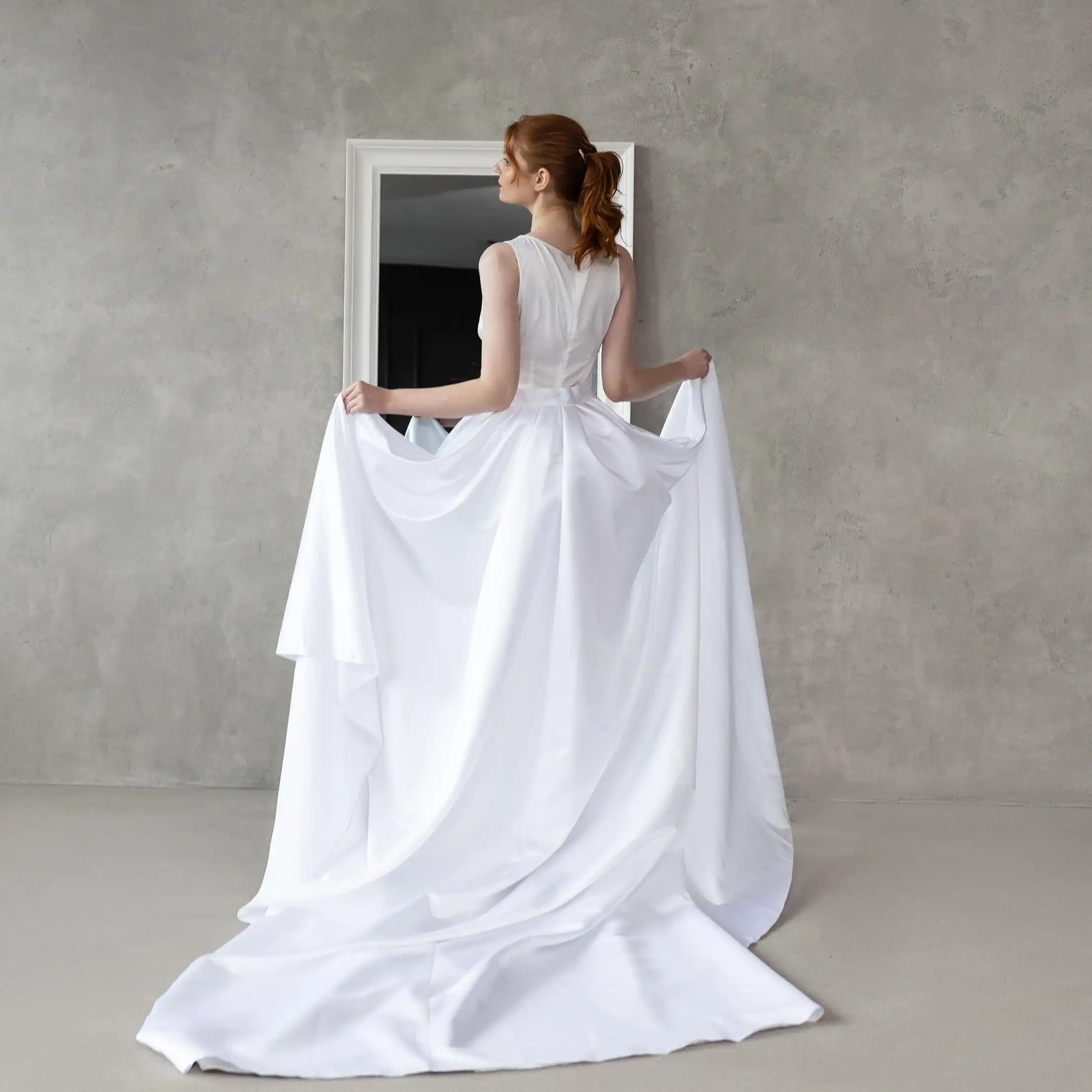 SBS Detachable Wedding Train Satin Detachable Satin Overskirt Wedding Floor Length Detachable Wedding Skirt Bridal Overlay Skirt