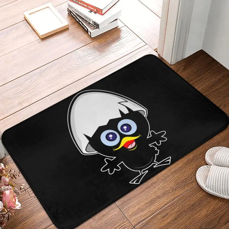 Kawaii Calimero Black Chicken Doormat Non-Slip Entrance Bathroom Kitchen Floor Door Mat Cartoon Comic Toilet Rug Carpet Footpad