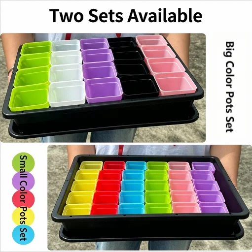 Indoor Plant Tray Set for For succulents Featuring Water Catchment Tray and Space Efficient Design Black 22/32 pcs