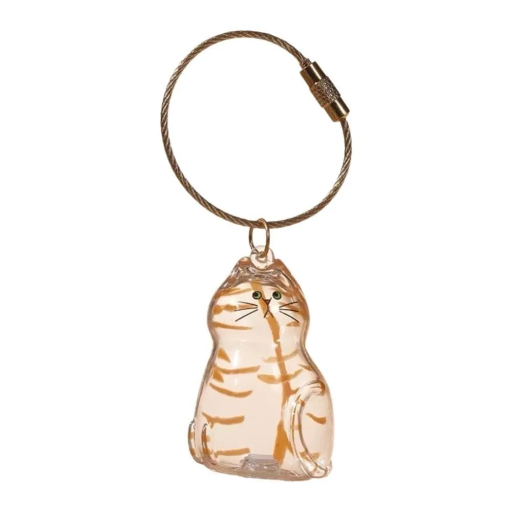 Pendentif de rangement en fourrure de chat, petits ornements, conteneur Transparent en forme de chat mignon, porte-clés élégant, accessoires de bricolage