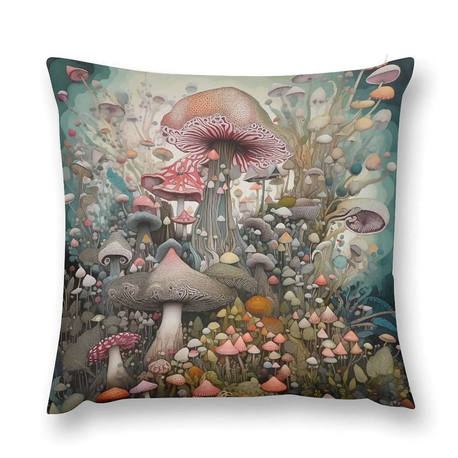 

Magical Mushroom Field Throw Pillow Couch Pillows Sofa Pillow Cover pillow