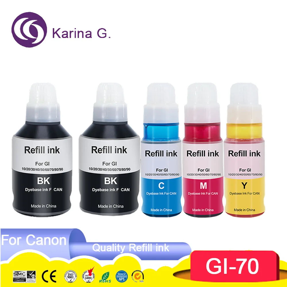 GI-70 GI70 GI 70 Premium Color Compatible Bulk Bottle Water Based Refill Tintas Ink for Canon GM2070/GM4070/G5070/G6070/G7070