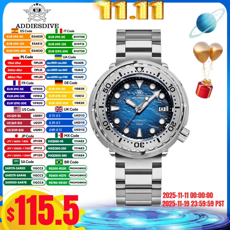 

ADDIESDIVE 41MM Watch For Man 30Bar Waterproof 316L Stainless Steel NH35A Movement Synthetic Sapphire Automatic Mechanical Watch