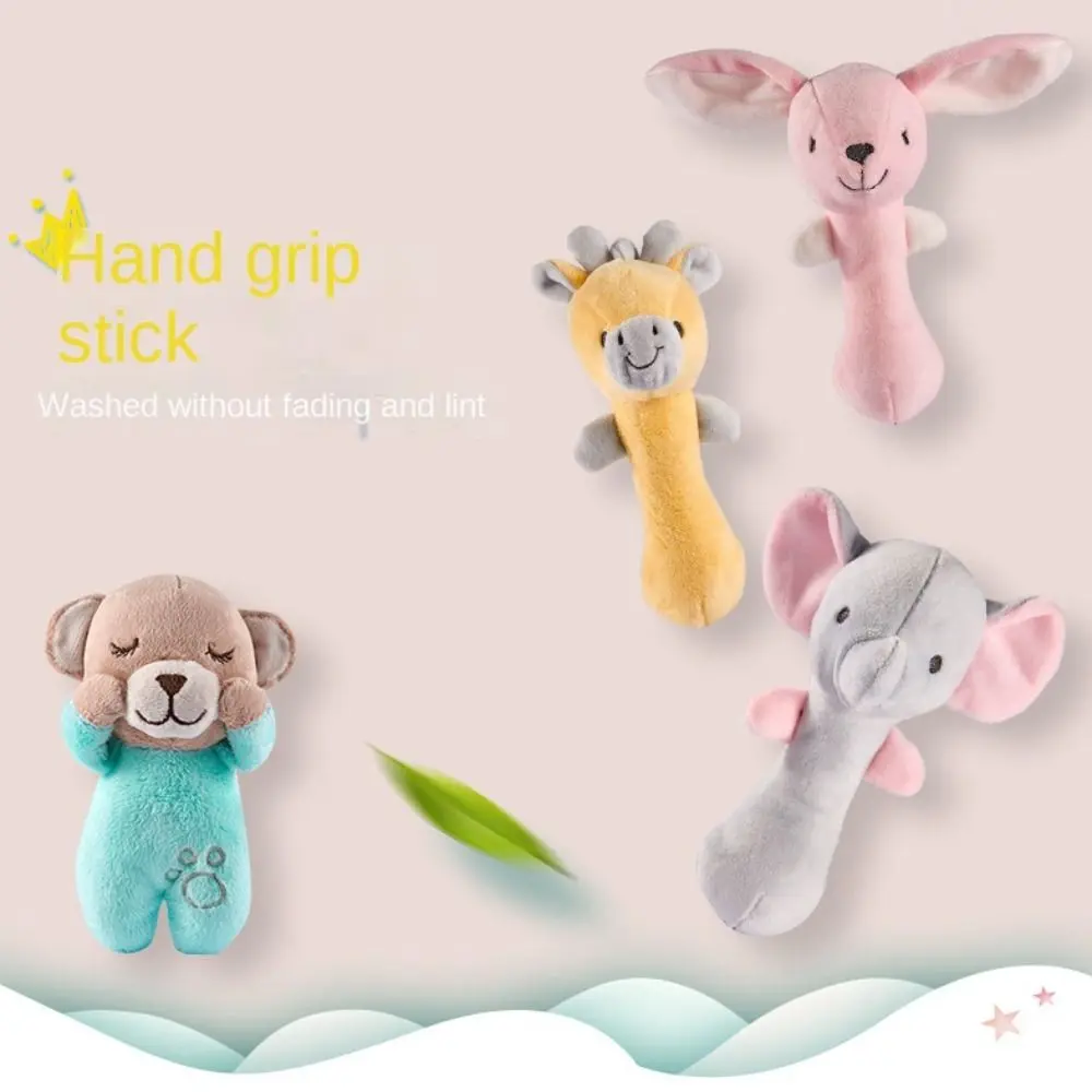 Jouet de hochet en bois de dessin animé d'ours pour des enfants, anti-perte, clochette réglable, anneaux en silicone de lapin, jouet de bébé de bande dessinée