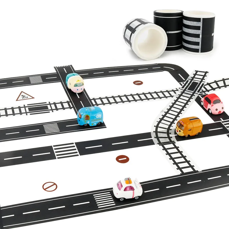 5m Black Roadway Tape Black Road Track Tape Residue Free Road Car Track Tape for Kids Birthday Party Racing Party Decorations