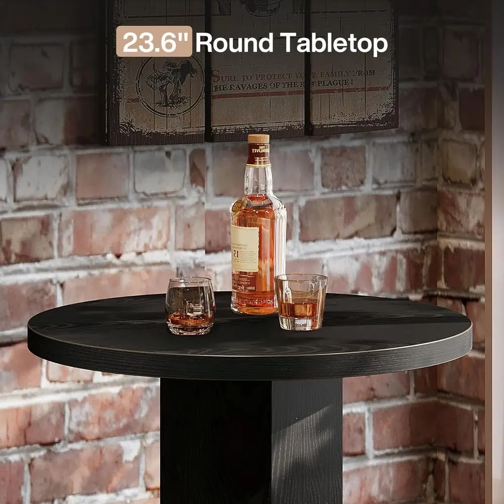 Kompaktowy 3-częściowy zestaw do jadalni dla dwojga, okrągły stół kuchenny z parą krzeseł, wysoki stół barowy w kolorze czarnym, kompaktowy stół pubowy do mieszkania.