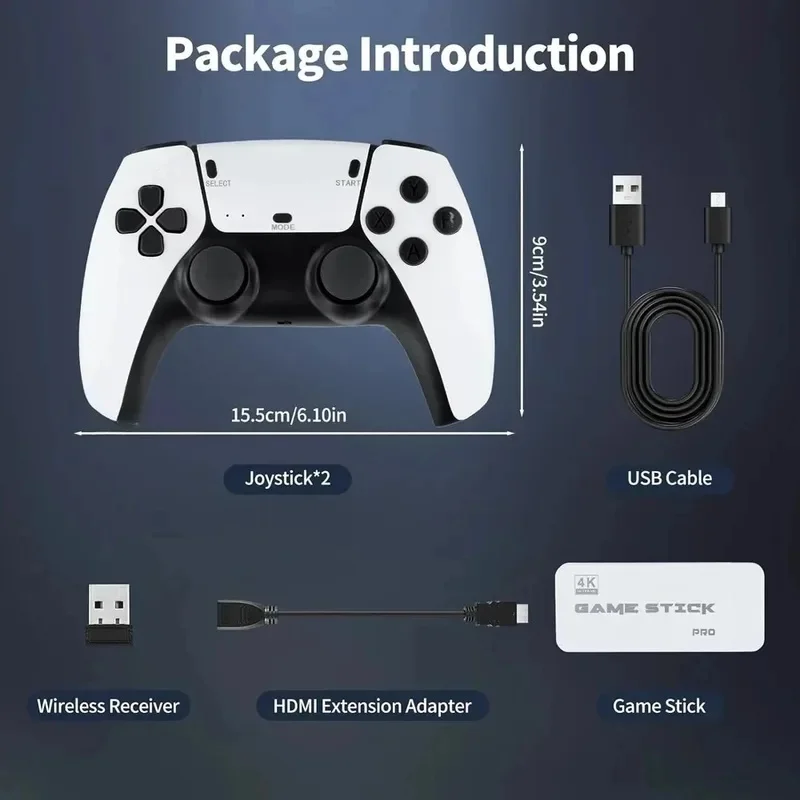 128G Game Stick M15 4K Video TV Game Console Wireless Gamepads 20000+ Classic Arcade Games HD Two-player Gaming Console with 64G image 4