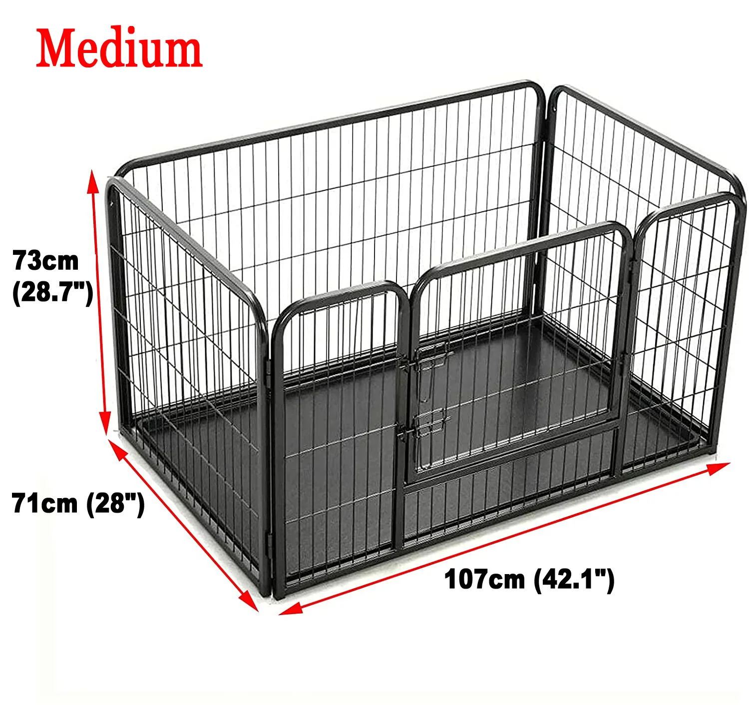 Dog Crate Heavy Duty Dog Playpen 6 Panels Pet Playpen Metal Foldable Pet Cage with Removable Plastic Floor Puppy Crate, Size:S/M