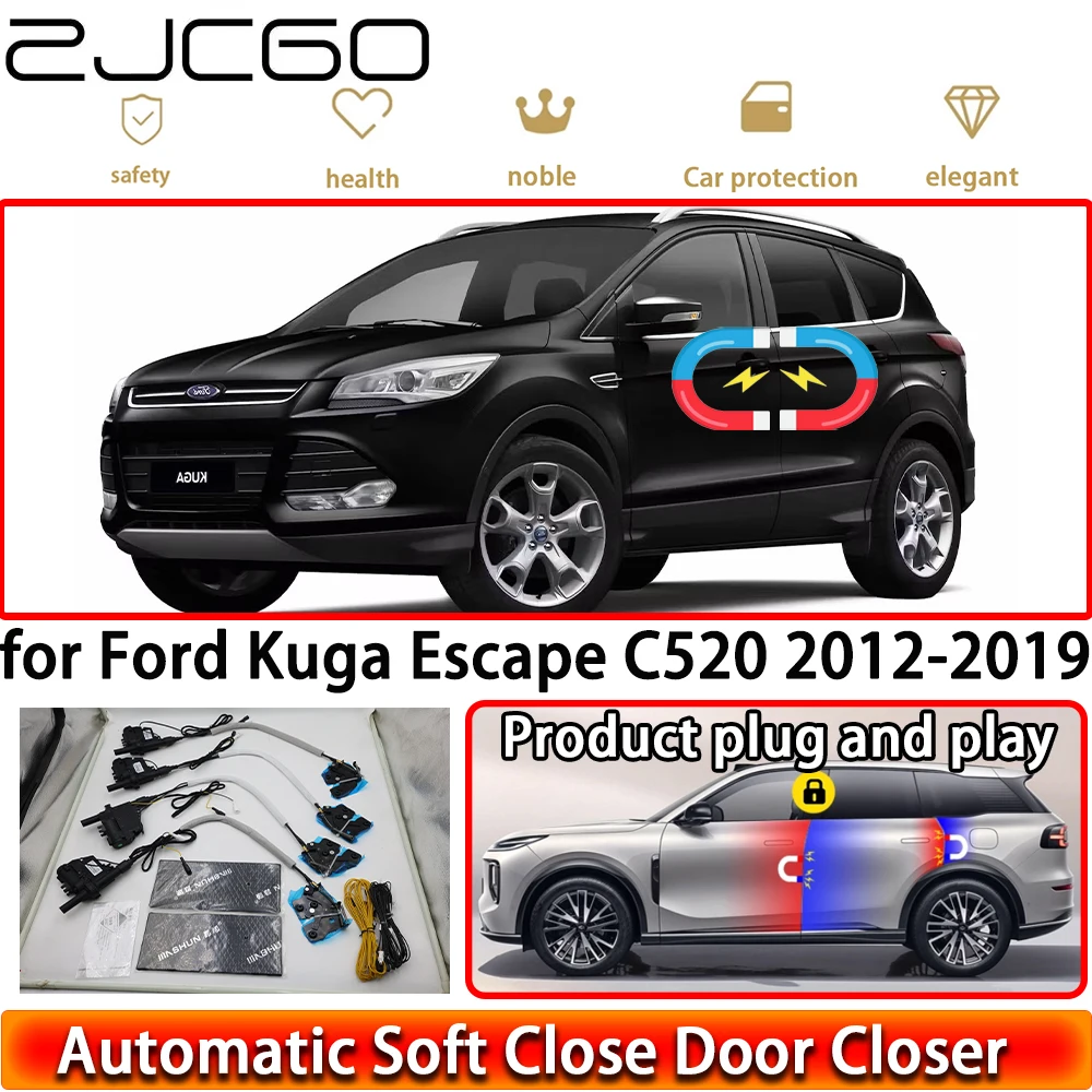 

ZJCGO for Ford Kuga Escape C520 2012-2019 Soft Close Door Kit Power Closing Latch System Auto Pull Door Easy Close Plug & Play