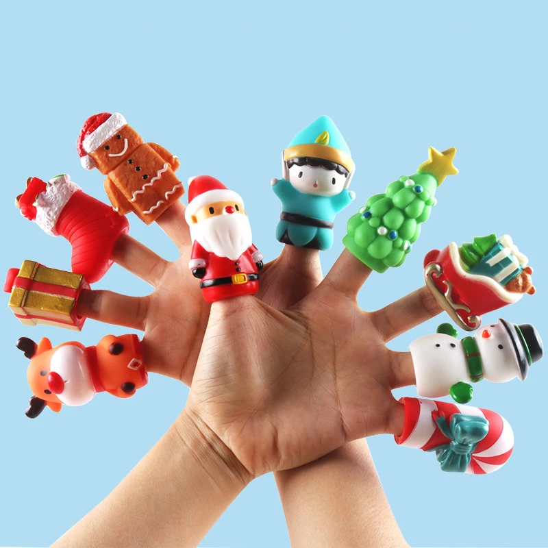 10PCS Kid Animal Finger Puppet Toy Set Lion Elephant Bear Mini Animal Hand Puppet Storytelling Educational Gift Toy For Children