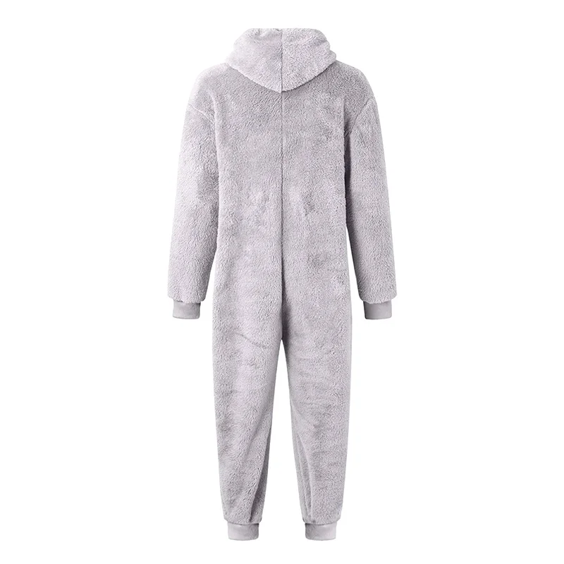 L-4XL 5Styles Thickened Plush Hooded Zipper Long Sleeve Jumpsuit Casual Loose Fitting Warm Man Autumn Winter Pajamas Sleepwear