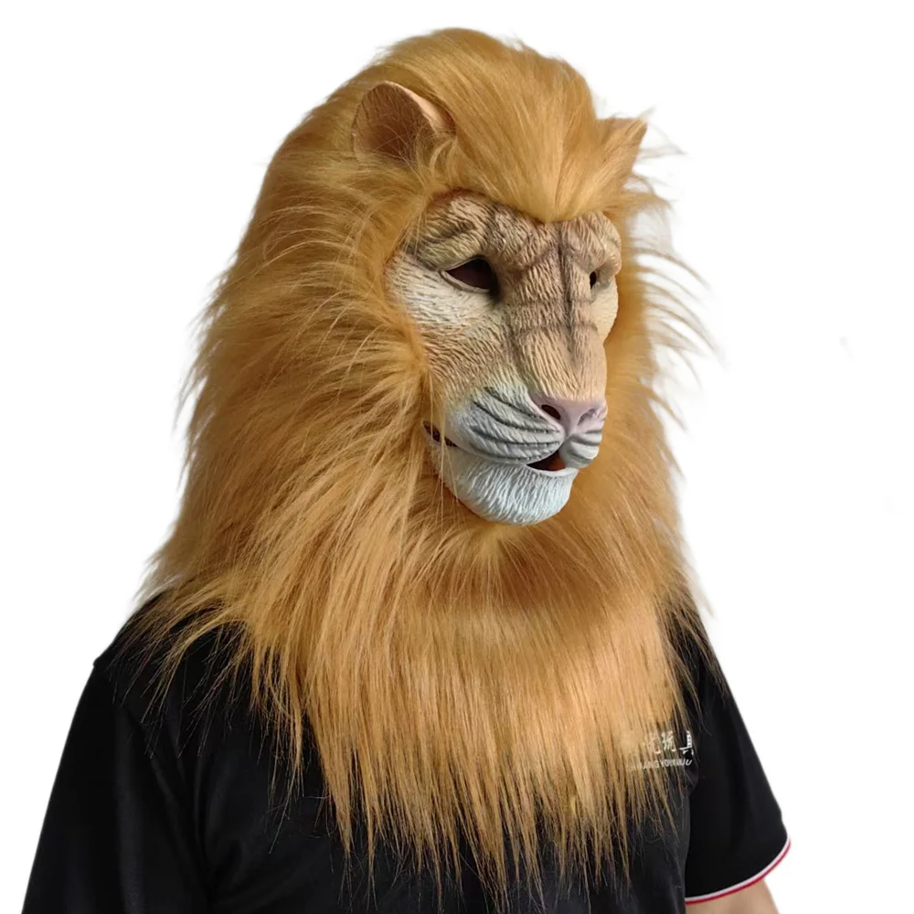 

Deluxe Beast Lion Mask Cosplay White Lion Animal Latex Masks Carnival Dress Up Halloween Party Costumes Props Long Type