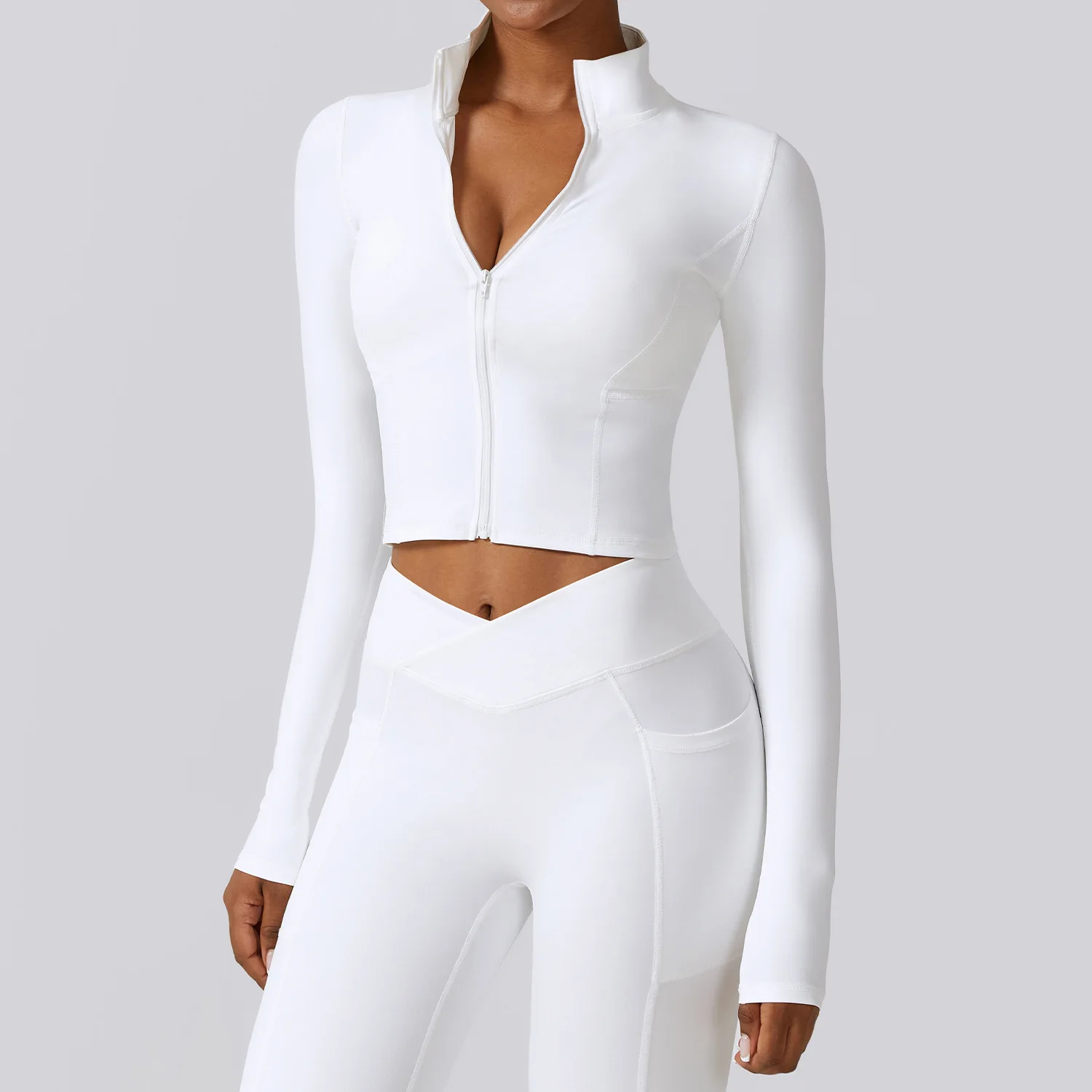Women Sports Yoga Jacket Zipper Quick Dry Running Slim Fit Long Sleeve Gym Fitness Jacket Yoga Long sleeved sports Tops
