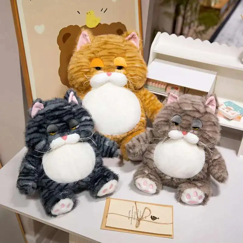 

25CM Cute Pattern Cat Plush Doll Fat Soft Sitting weighted particles Doll Parent Child Game Toy Children's Room Decoration Gift
