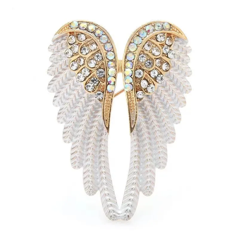 Broche de asa de anjo da guarda feminino, alfinetes e pingentes 2 em 1, suporte de cachecol para blusa, jaqueta, casaco, cachecol, xale, chapéu, bolsa