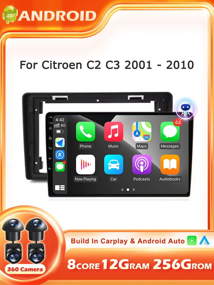 Android 16 Auto Voor Citroen C2 C3 2001-2010 Auto Radio Multimedia Speler Video GPS Navigatie Carplay Touchscreen Stereo gereedschap - afbeelding 2