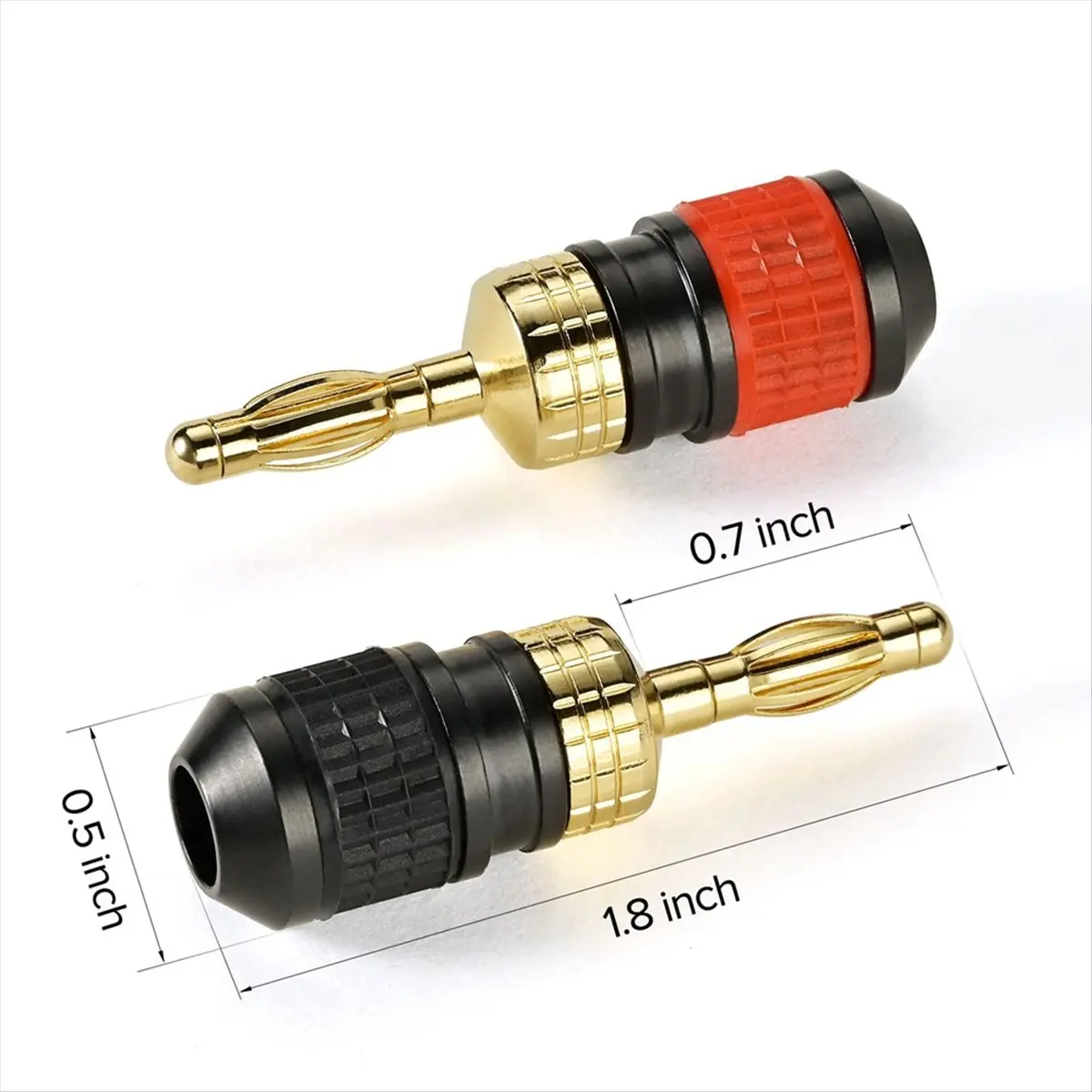 Essential Premium Plated Quick Connect Banana Plugs: Safety Speaker Connector, with Base for Maximum Signal Transfer