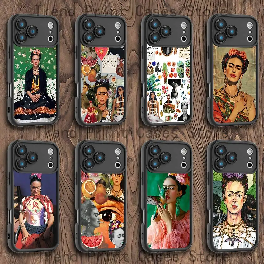

F-FridaS-S Fashion K-Kahlo Phone Case For iPhone 17,16,15,14,13,12,11,Pro,Max,Plus,X,XS,SE4,E,Mini Black Thickened border Case