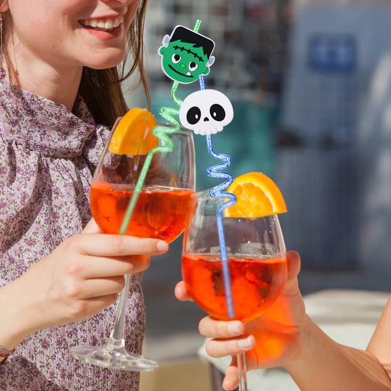  6 قطعة القش المنزلية حفلة الهالوين مصاص دماء القط الأسود اليقطين المومياء نمط شفاطات للشرب هدايا حفلات الهالوين للأطفال #2