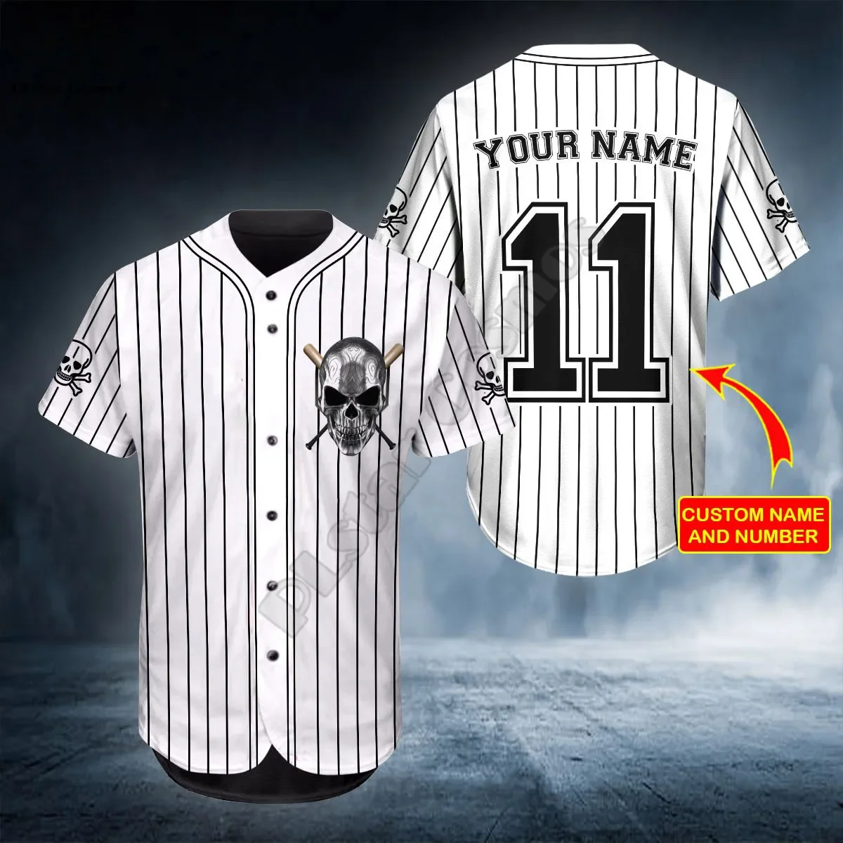 PLstar Cosmos Baseball Jersey Shirt 3d Print Head Hunter Baseball Personalized Skull Baseball Shirt hip hop Tops Love Skull Gift