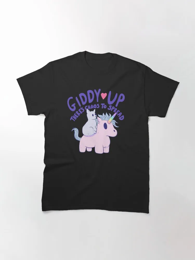 

Летние хлопковые мужские и женские футболки с короткими рукавами и графическим принтом «Милый кот езда на единороге», уличная мода