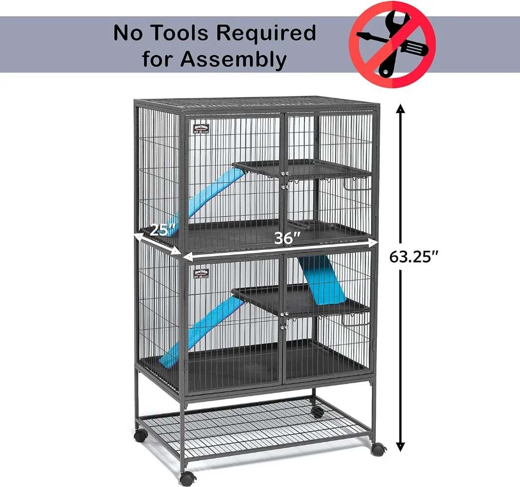 Ferret Nation Double Story Unit 1-Year Manufacturer Warranty Easy Cleaning  Feeding Extremely Rugged Metal Ferret Cage