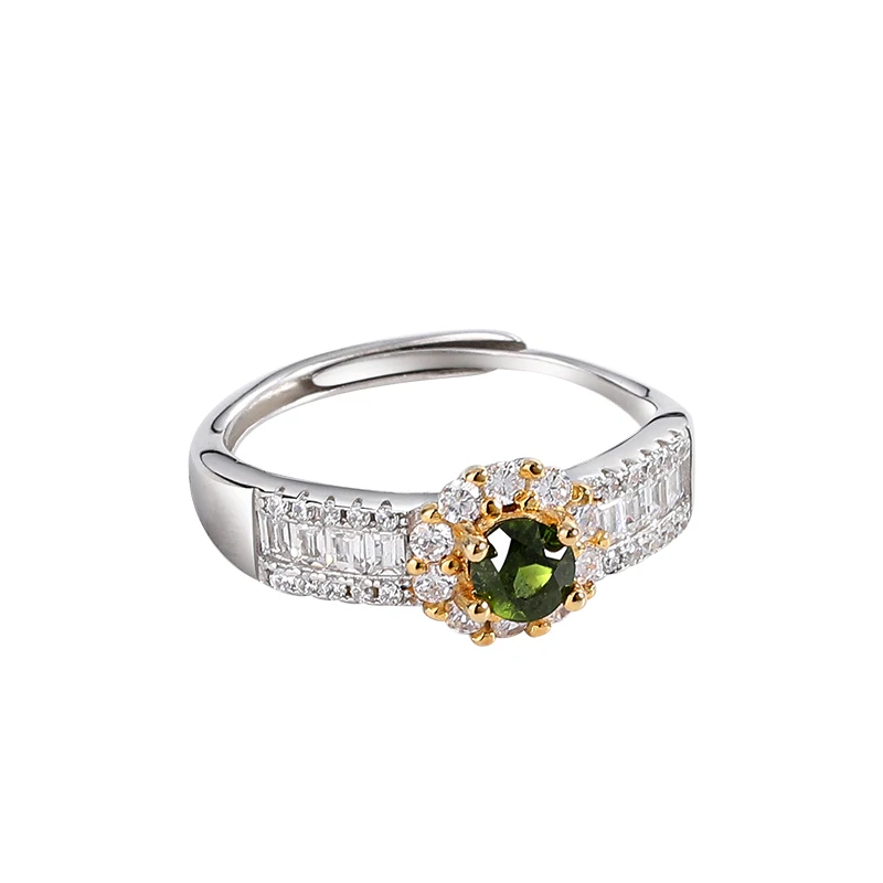 

Emerald Ring S925 Sterling Silver, Super Glitter Micro Crystal Light Luxury Niche Index Finger Ring