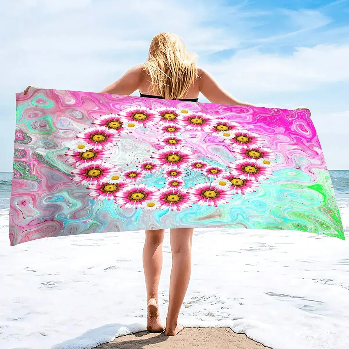 Microfiber printed Sand Free Beach Towel Super Absorbent Lightweight Blanket for Travel Pool Swimming Bath Camping Yoga quickdry