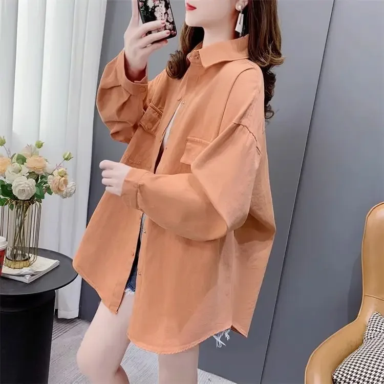 

Casual Loose Spring Autumn Shirt Jacket 2025 New Korean Style Versatile Small Audience Open Cardigan Top Women's Clothing