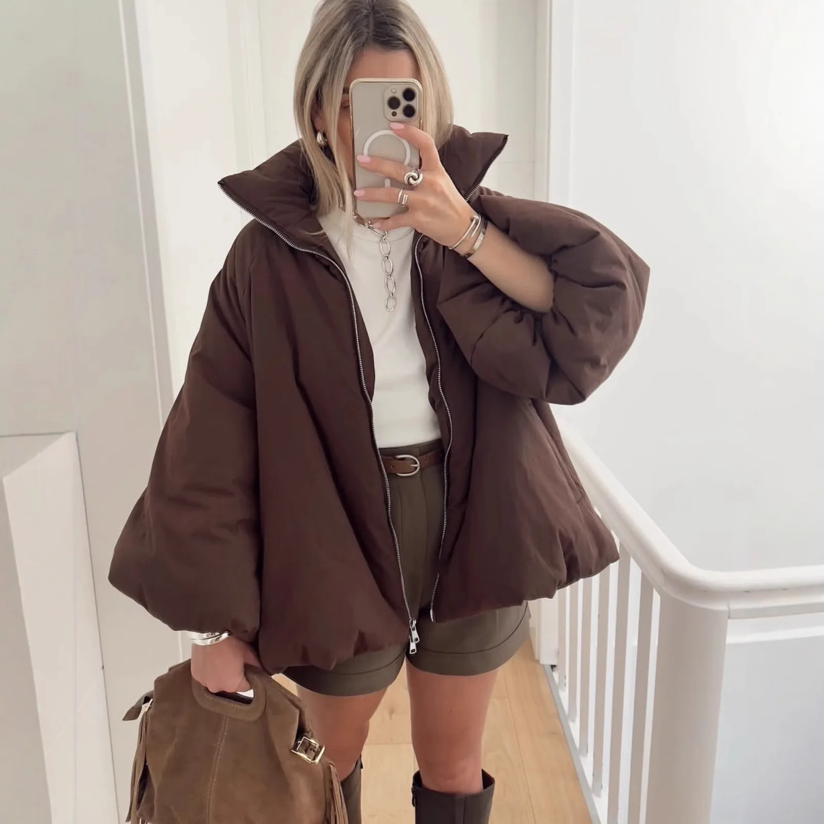 

Зимняя новая мода с воротником-стойкой, женская повседневная куртка, простой дизайн с цветочным бутоном, женское толстое теплое хлопковое пальто