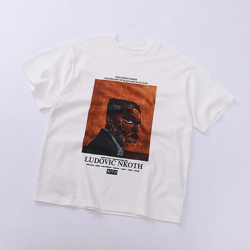 Y2k KI American TH Retro Printed Cotton Short-sleeved T-shirt Is A Loose Casual and Versatile Half-sleeved Top for Couples