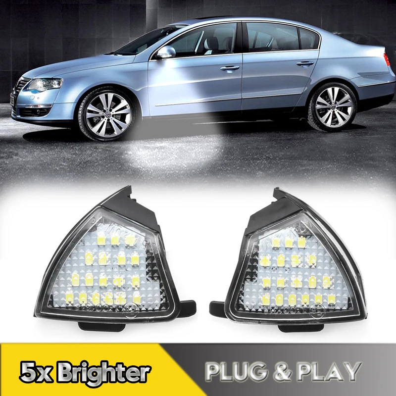 

2Pcs For VW Golf Passat B5 B6 Jetta Sharan LED Under Side Mirror Lamps Puddle Light EOS Rabbit Skoda Superb Canbus OEM#3C0945291