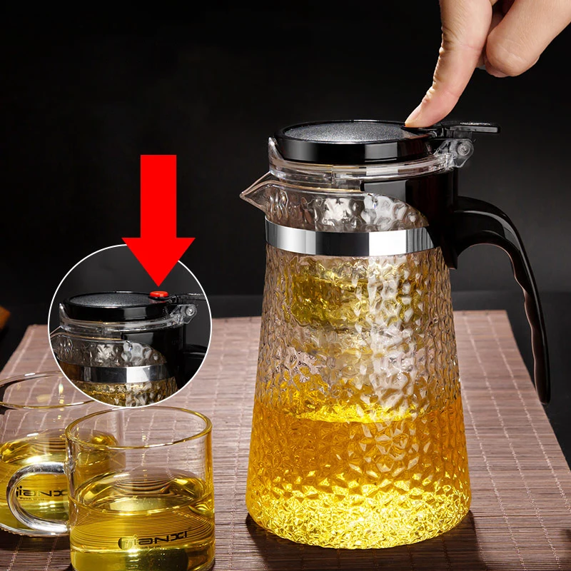 GIANXI Heat-resistant Striated Glass Cup Set Tea Separation Glass Teapot Elegant And Textured Filter Flower Teapot