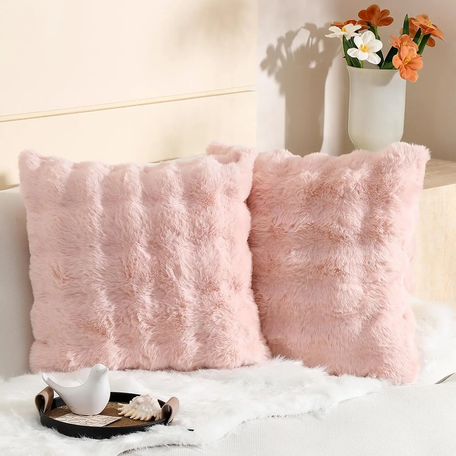2er-Pack dekorative Plüschkissenbezüge, moderner minimalistischer Stil, geeignet für Sofas, Schlafzimmer und Autoinnenräume – Detail 18