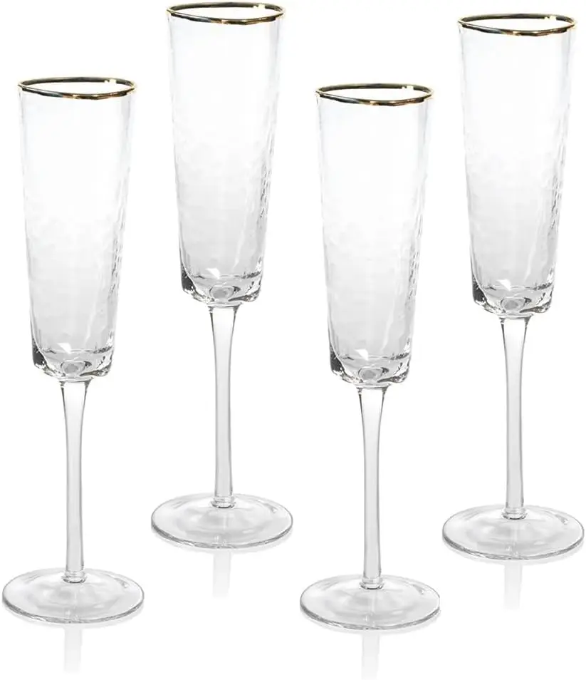 

Amalfi Triangular Glassware or Stemware with Gold Rims - Sets of 4 (Champagne - S/4)
