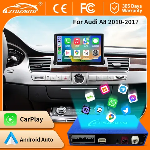 무선 애플 카플레이 안드로이드 자동 인터페이스, 아우디 A8/A8L 2010-2017, 미러 링크 에어플레이 지원, 카플레이 지도 Whatsapp