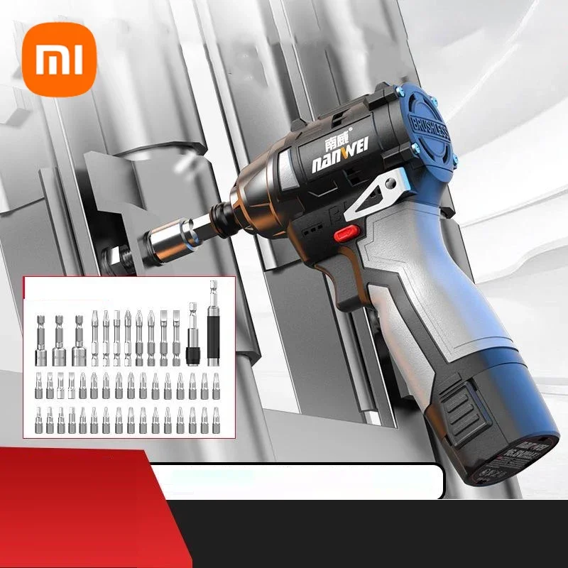 New Xiaomi Nanwei Brushless Lithium Electric Impact Drill Wireless Electric Screwdriver Rechargeable Home Handle Screwdriver Set