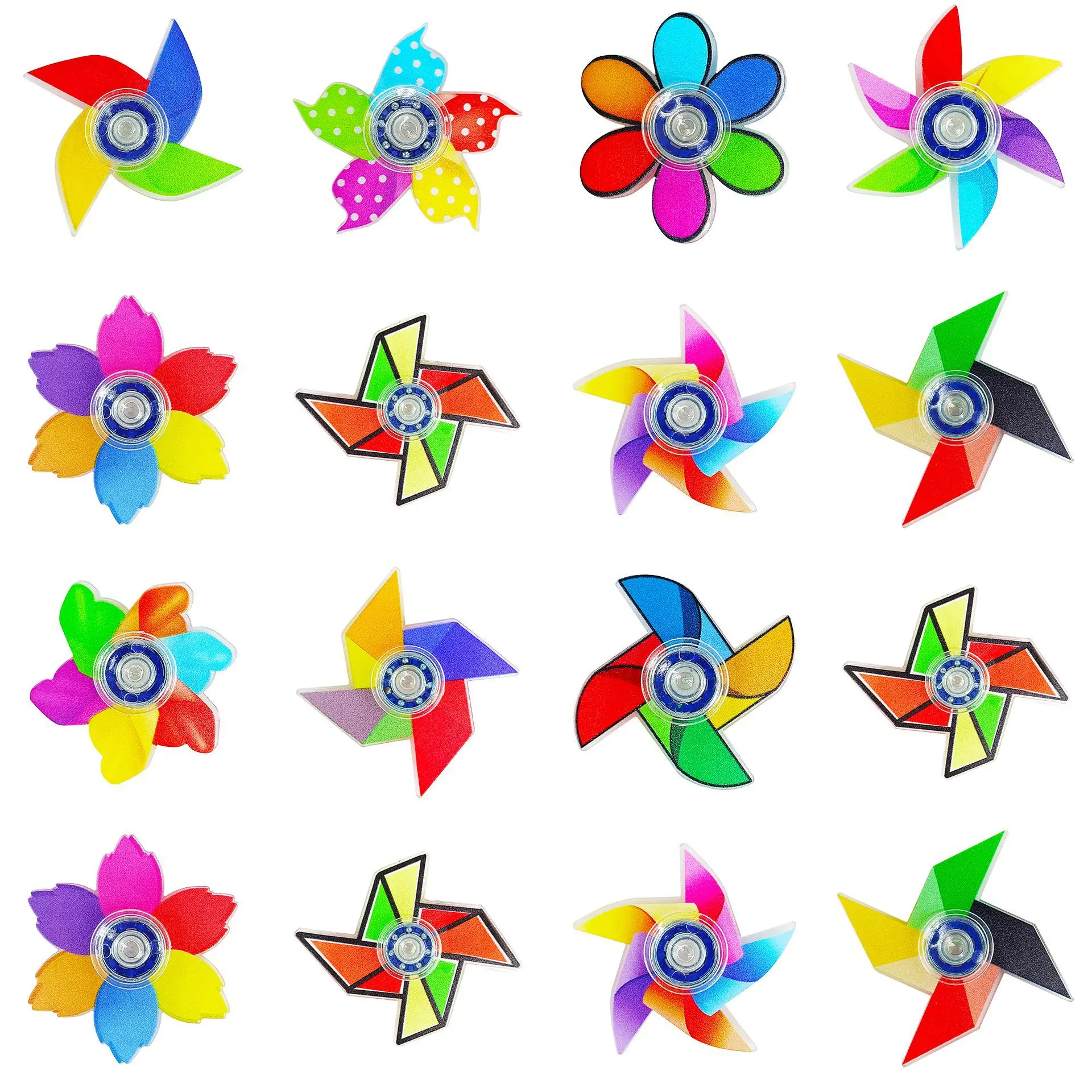 12 szt. Kolorowe Płatki Wiatraczków Akrylowe Fidget Spinner Zabawki Upominki na Przyjęcia Urodzinowe Karnawałowe Wypełniacze do Torebek